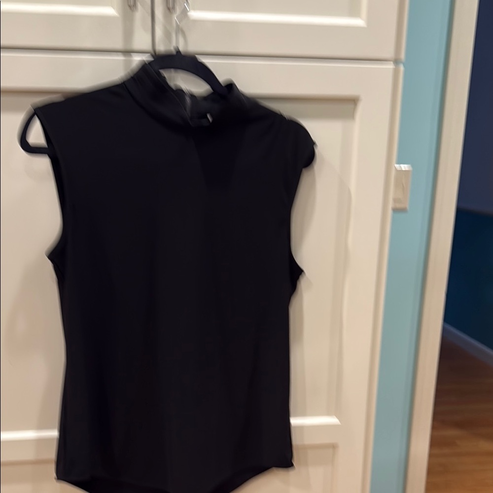 Anne Klein Black Fitted Sleeveless Bodysuit
